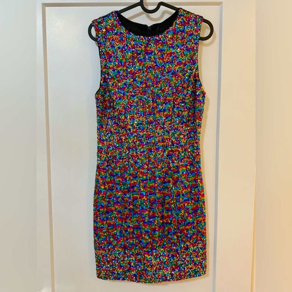 Multicolor Sleeveless Dress sparkly Sequins